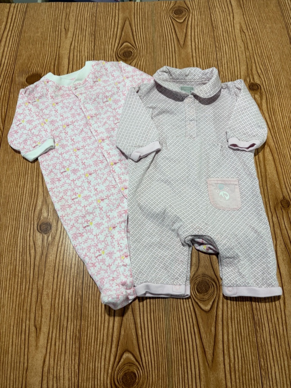 4/$20 Mexx Baby Girl Pink and Floral Sleepers 0-3 Months 100% Cotton